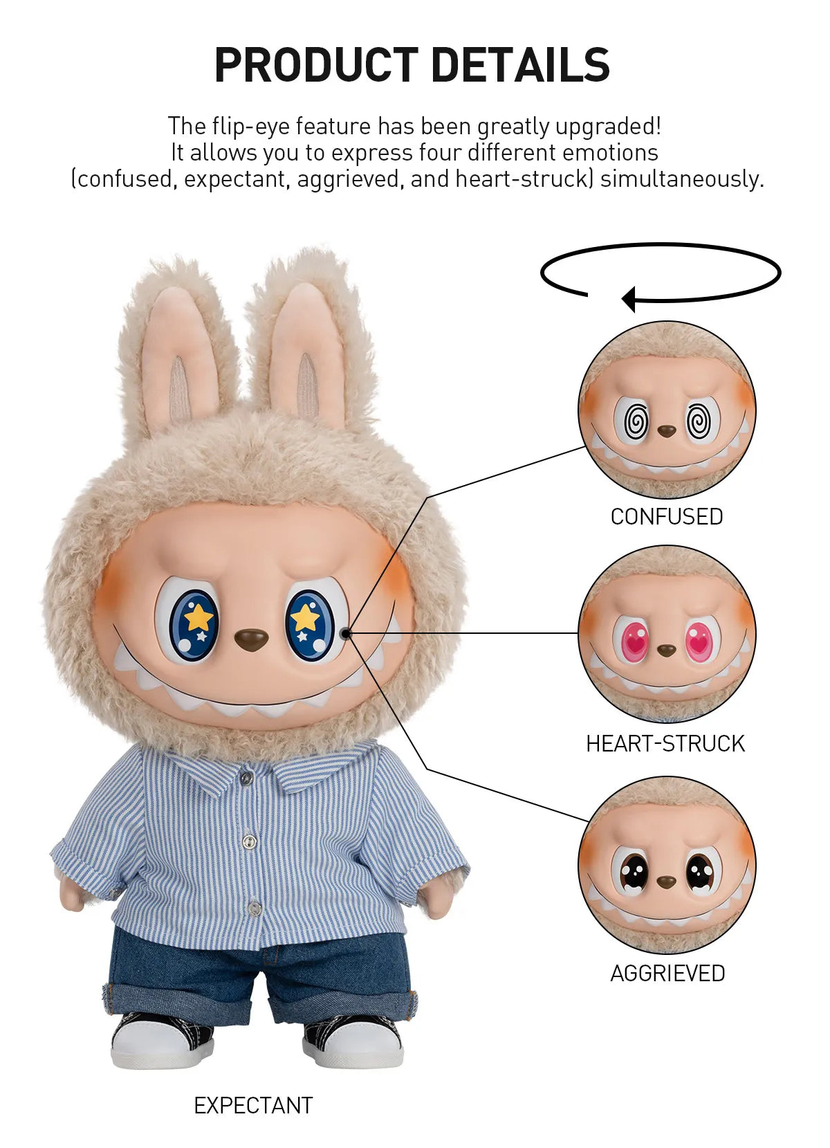 Pop Mart Labubu The Monsters Flip With Me Vinyl Plush Doll (40 cm Pop Mart Labubu The Monsters Flip With Me Vinyl Plush Doll (40 cm