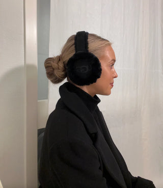 UGG Sheepskin Embroidery Earmuff Black