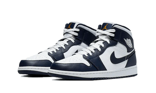 Air Jordan 1 Mid White Metallic Gold Obsidian - SneakCenter