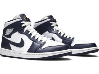 Air Jordan 1 Mid White Metallic Gold Obsidian - SneakCenter